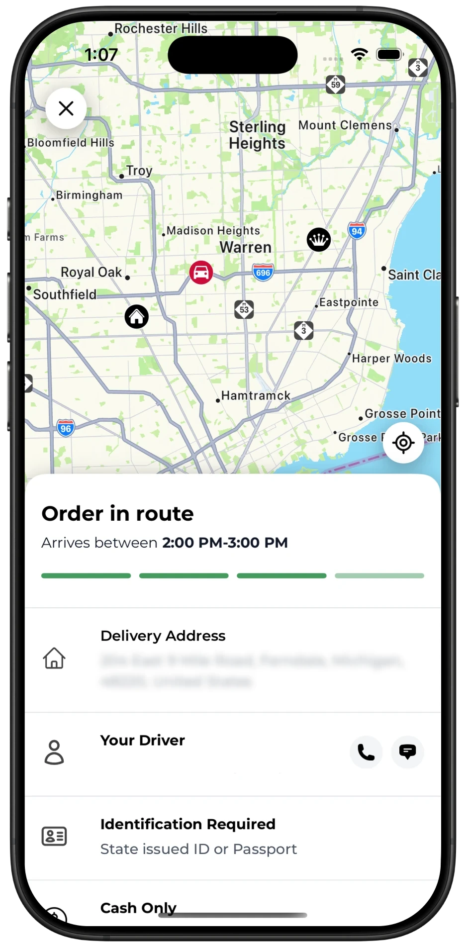 King of Budz app same-day delivery screen