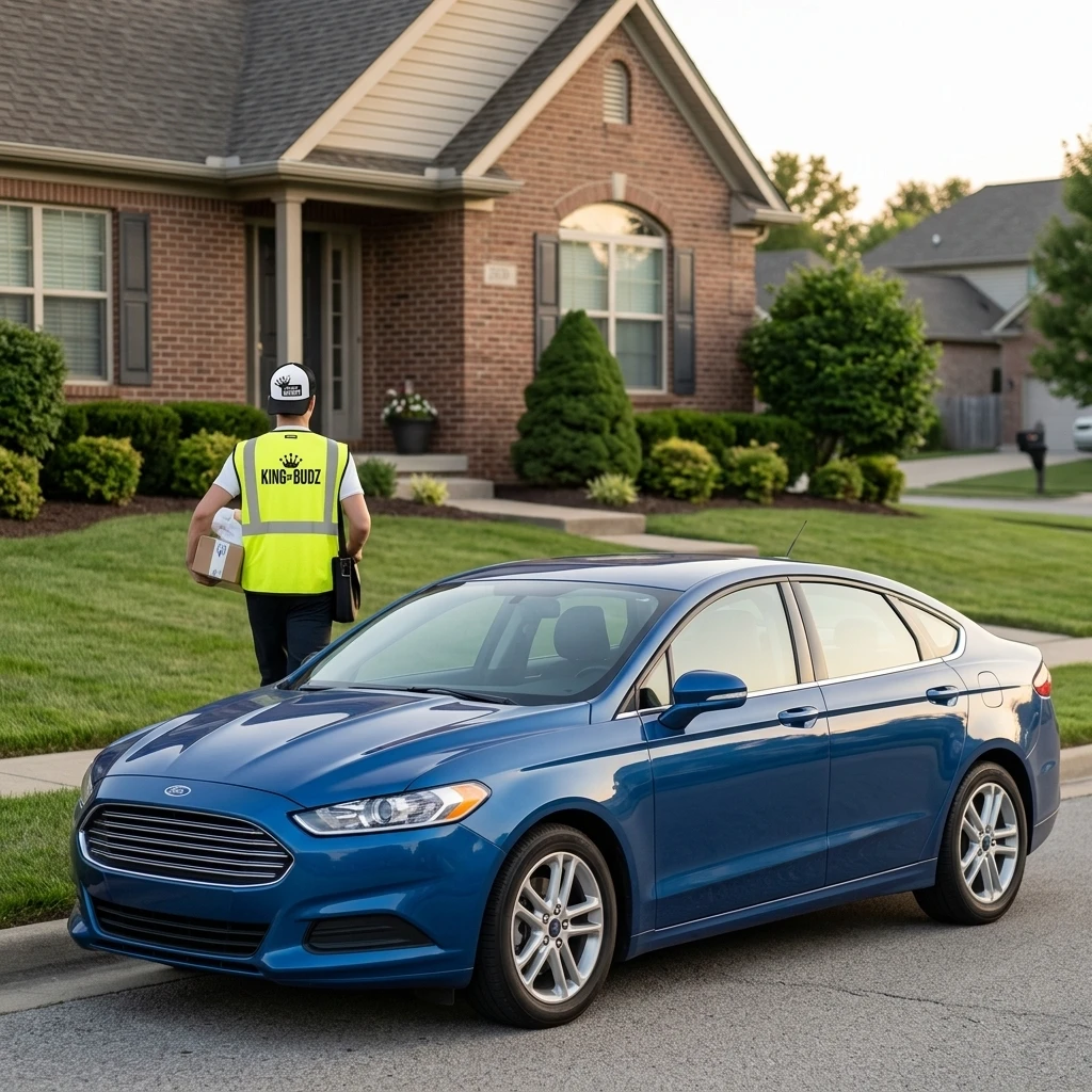 KOB Express delivery vehicle arriving at a customer's home